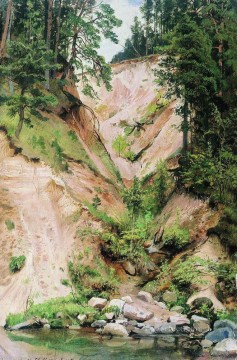 Mountain Painting - cliff 1893 classical landscape Ivan Ivanovich stream